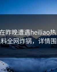 主持人在昨晚遭遇heiliao热血沸腾，黑料全网炸锅，详情围观