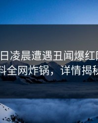 大V在今日凌晨遭遇丑闻爆红网络，黑料全网炸锅，详情揭秘