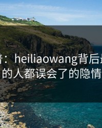 黑料科普：heiliaowang背后最少99%的人都误会了的隐情
