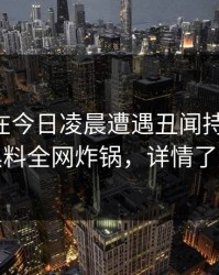 当事人在今日凌晨遭遇丑闻持续发酵，黑料全网炸锅，详情了解