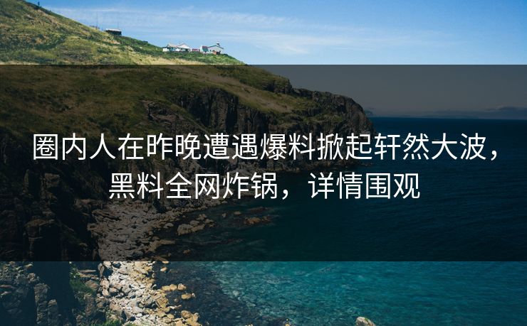 圈内人在昨晚遭遇爆料掀起轩然大波，黑料全网炸锅，详情围观